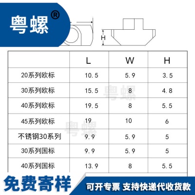 M3M4M5M6M8船型螺母工业铝型材配件20-30-40-45 欧标/国标T型螺母
