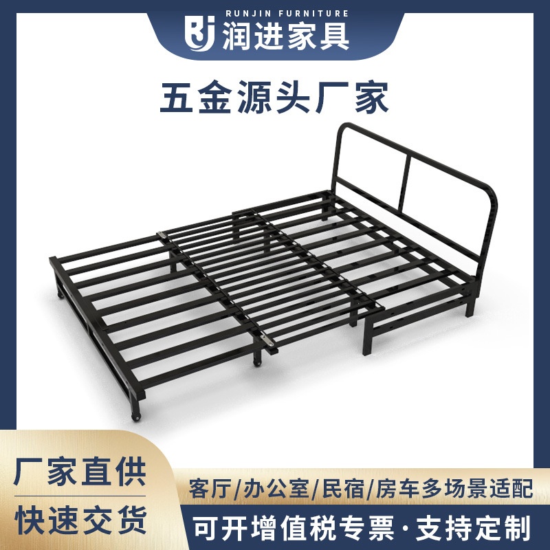 铁艺推拉金属床架定制加粗加厚沙发架多功能免安装钢架沙发床架