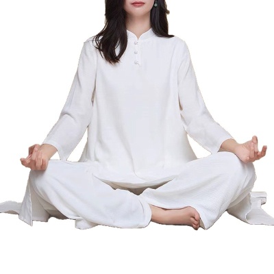 瑜伽服套装女白色宽松昆达里尼冥想疗愈禅服辟谷舞韵禅修服优雅型