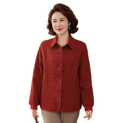 2025年春秋妈妈女装翻领夹克外套新款中老年女款时尚洋气夹克外套