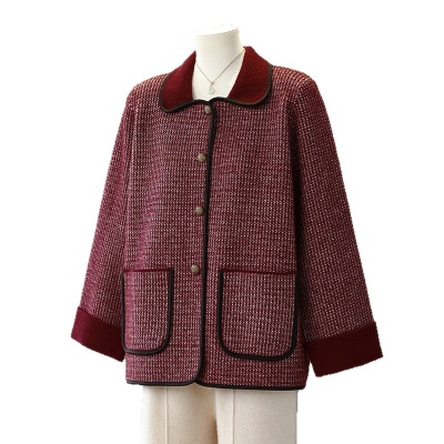 妈妈秋装外套高贵时尚夹克上衣2025新款中老年女装洋气质针织开衫