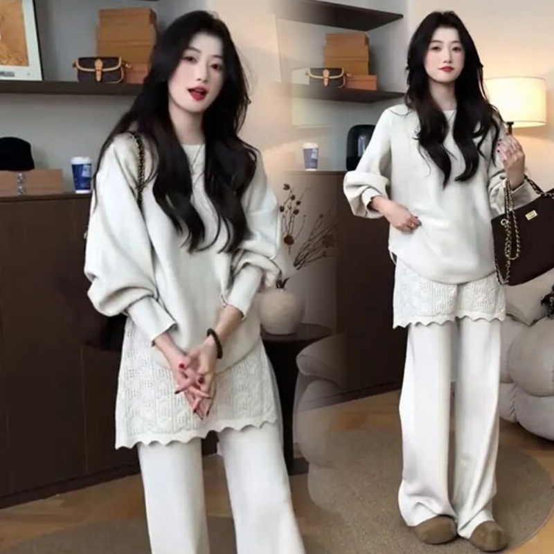 孕期穿搭春季新品宽松蝙蝠袖上衣屁帘裙裤韩系慵懒风显瘦孕妇套装