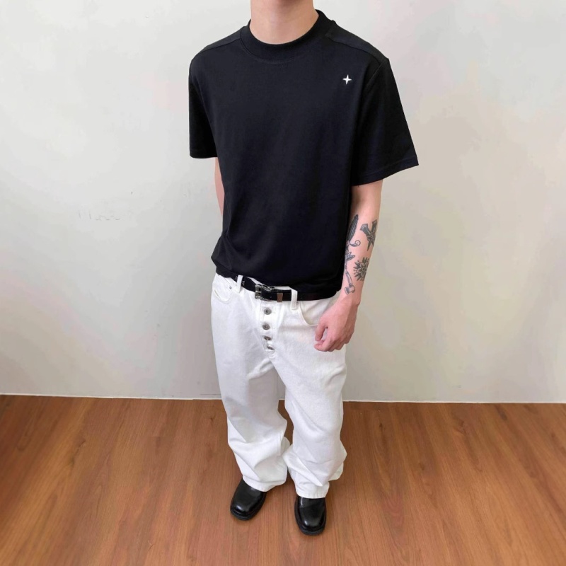 EME男装【星标主线系列】极简星刺绣薄云感莱赛尔短袖基础休闲T恤