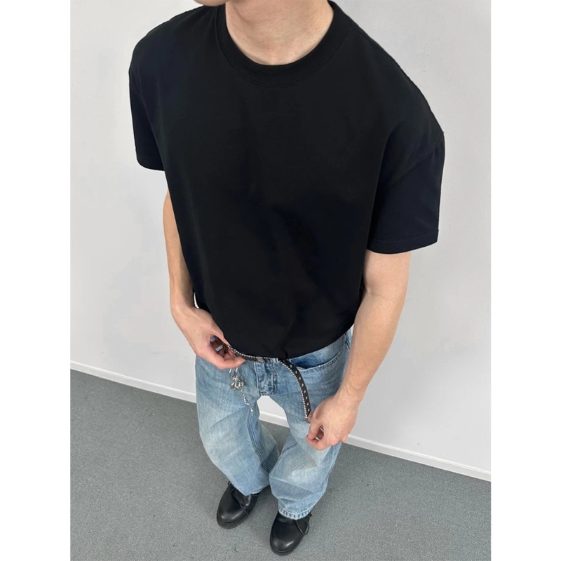 EME 索罗娜云感水光面料夏季纯色美式户外短宽版型正肩t恤短袖男