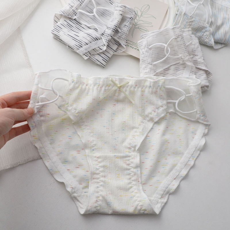 轻甜盐系佳人随性温柔少女木耳边三角裤惬意松弛氛围感女士内裤