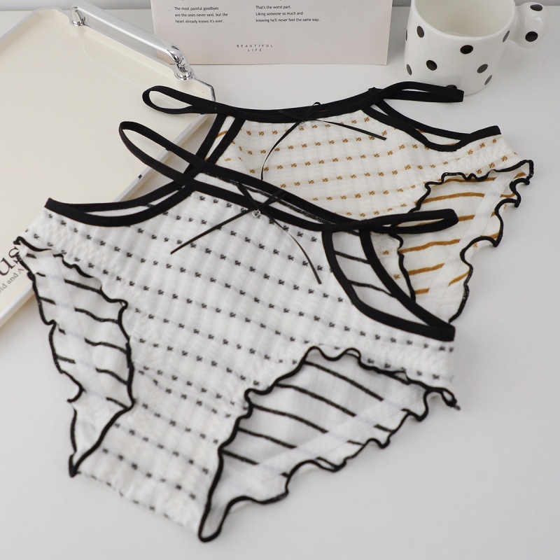 古着费尔岛提花挖空露腰性感时尚中腰内裤个性小肚兜甜欲三角底裤