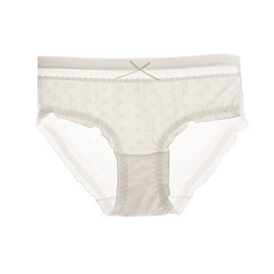 可爱镂空蕾丝荷叶边棉质柔软细腻亲肤蝴蝶结甜美提花少女三角内裤