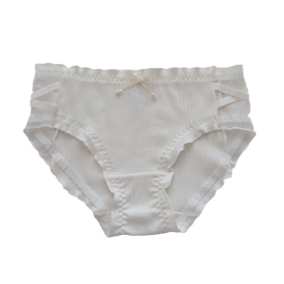 欧尼韩系气质小姐姐弹力螺纹棉三角内裤女生网纱拼接中腰学生底裤