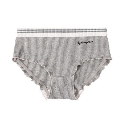 坦克绒撞色腰带棉质亲肤罗纹木耳边舒适少女中腰简约时尚三角内裤