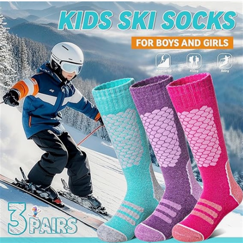 儿童滑雪袜加厚保暖冬季登山袜防滑毛巾底户外雪地袜长筒运动棉袜