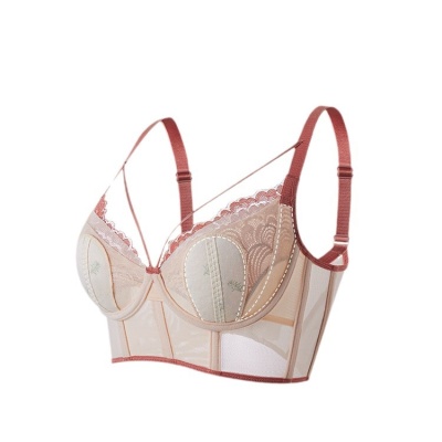 兔耳朵蕾丝内衣女大胸显小薄款软钢圈上托防下垂收副乳文胸调整型