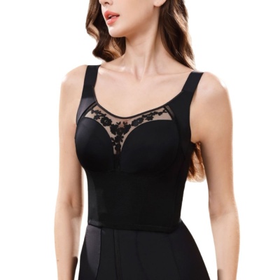 调整型长文胸一体背心塑形内衣收腹防下垂胸罩收胃美背收副乳胸罩