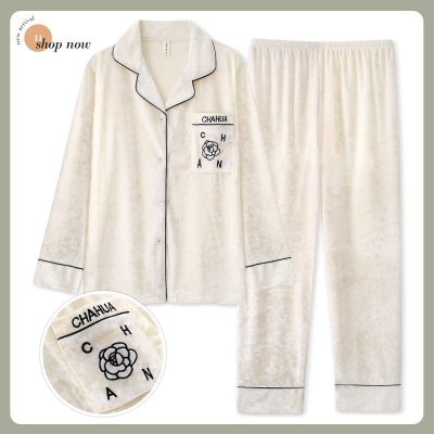 金丝绒男款系列秋冬新款男士金丝绒长袖开衫家居服套装