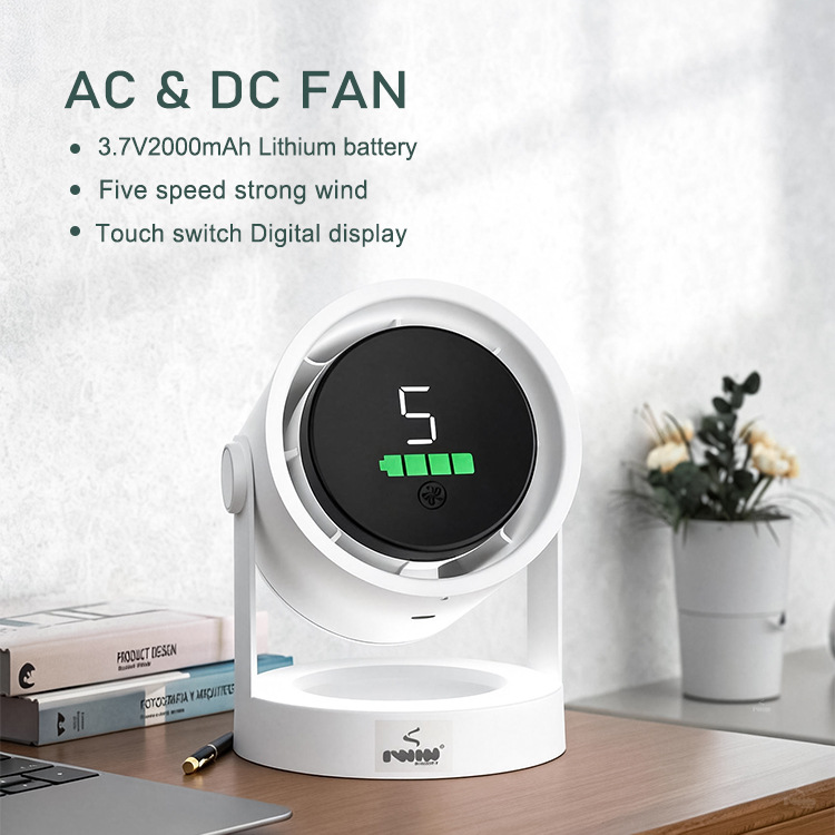 IWIN 2026新品高速桌面风扇充电风扇数码显示屏风力大宿舍办公室