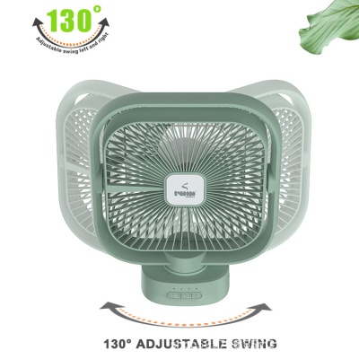 IWIN 8英寸家用台式风扇家可充电可摇头带LED灯太阳能风扇